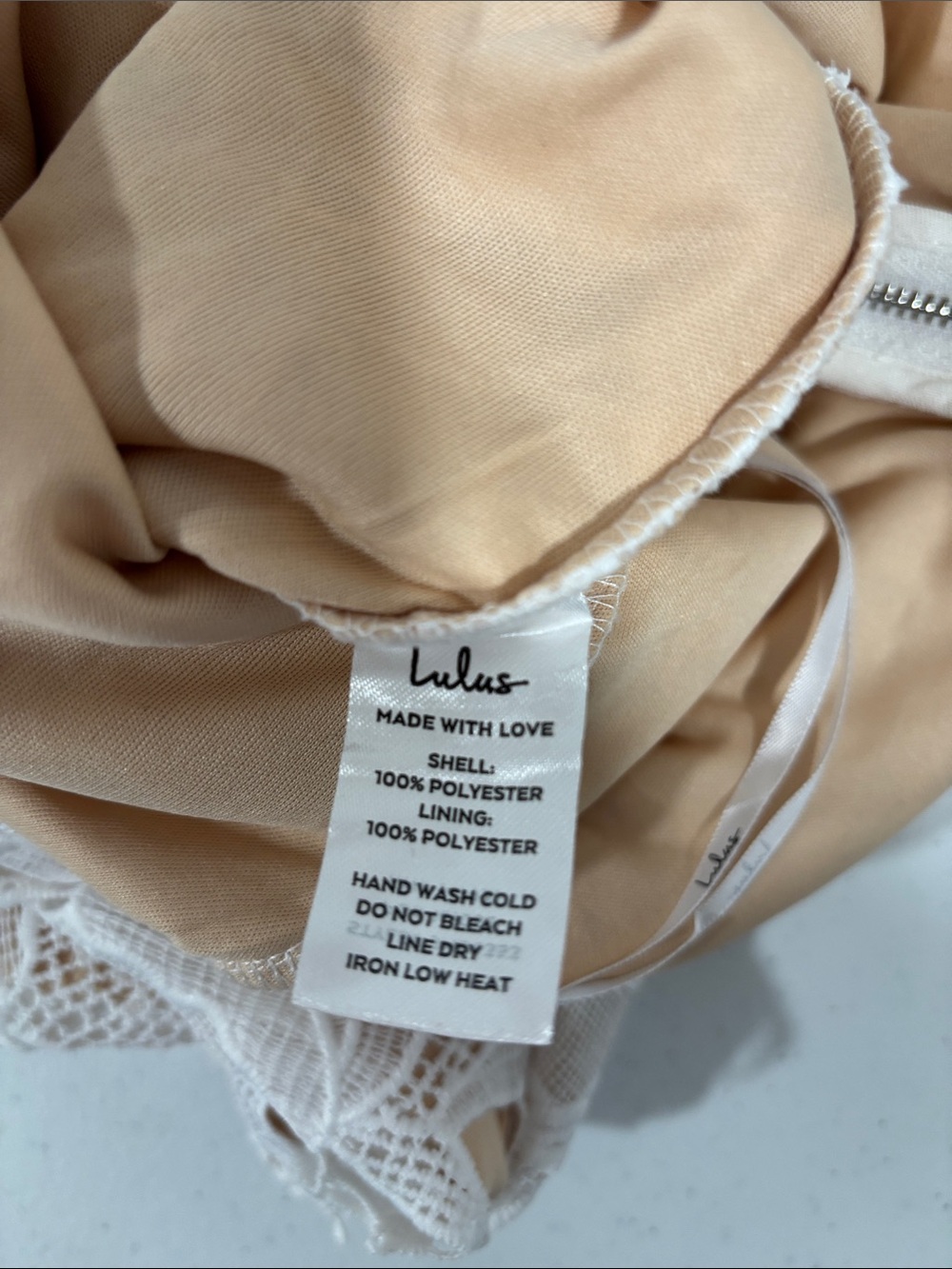 Lulu's White Lace Halter Midi Dress with Nude Underlay - Picture 8 of 8